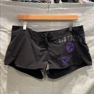 Reebok Athletic Shorts Black and Purple Lightweight Drawstring
